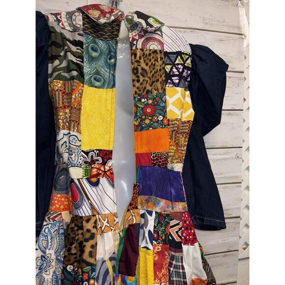 Artsy K. Small Collection Original Top/Blouse Patchwork Boho Zip Back Unique SEE - Picture 9 of 16